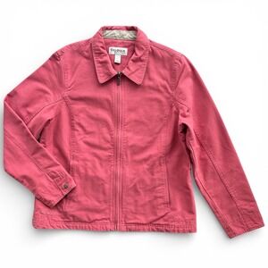 DRI DUCK for her Laurel Women L Salmon Pink Zip Front Utility Canvas Barn Jacket